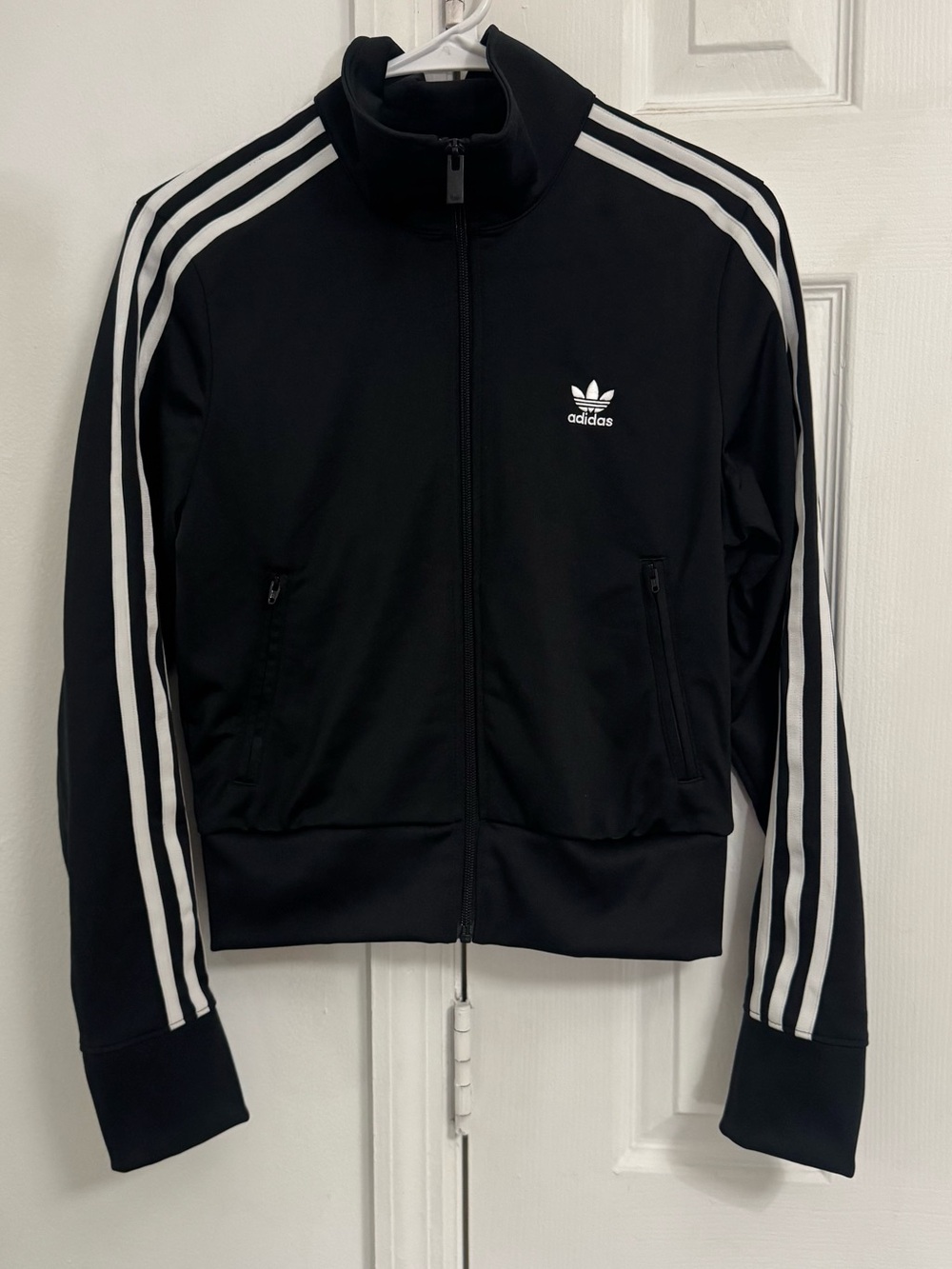 adidas Black Jacket with White Trefoil Accent
